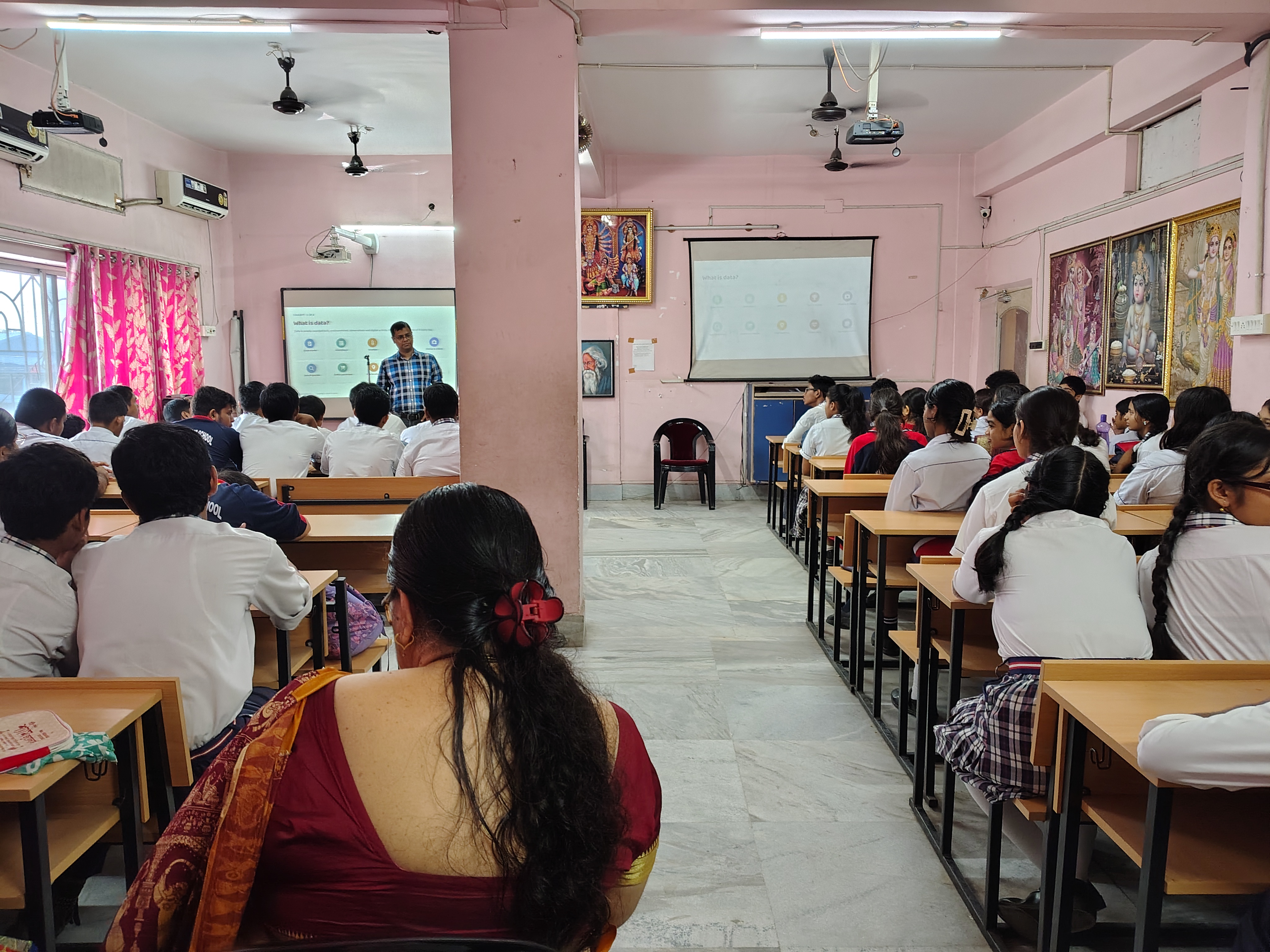 Students and teachers listening together during the MAVI Foundation Data Science and AI workshop at Kalyani Public School, Barasat, 2026 (photo 7 of 16)